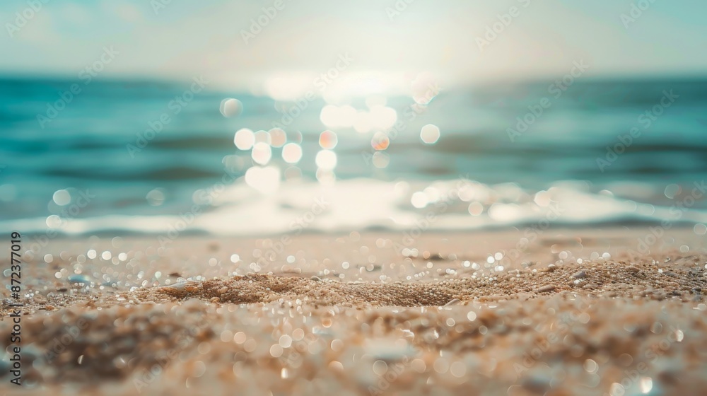 A close-up of a sunlit beach with sparkling ocean water in the background, capturing the essence of a warm, bright day by the sea filled with light and serenity. A close-up of a sunlit beach with sparkling ocean water in the background, capturing the essence of a warm, bright day by the sea filled with light and serenity.