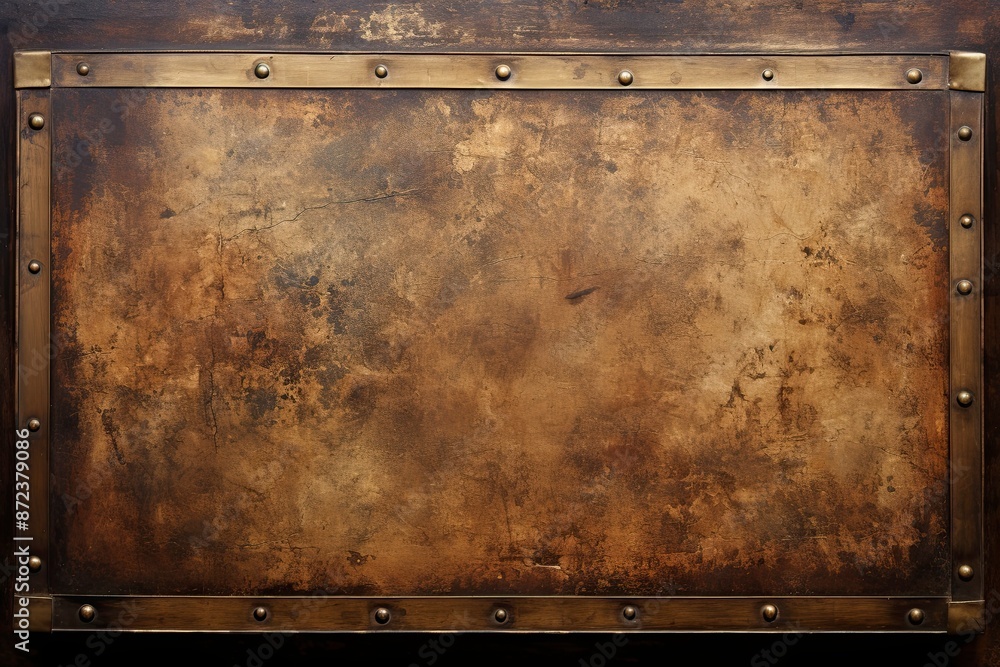 Fototapeta premium Ephemeral Elegance: Worn-Out Gold Grunge Art on a Rustic Metal Canvas