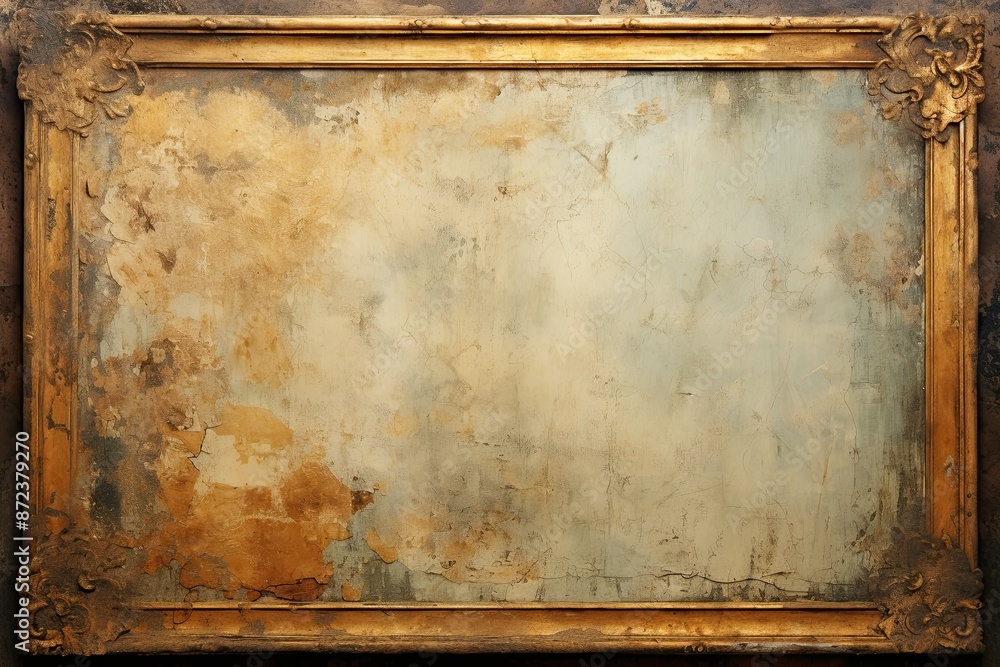 Fototapeta premium Ephemeral Elegance: Worn-Out Gold Grunge Art on a Rustic Metal Canvas