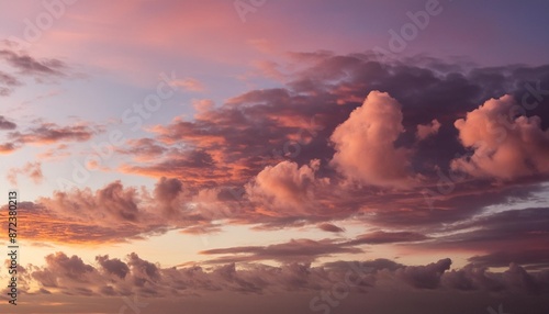 pink purple violet cloudy sky beautiful soft gentle sunrise sunset with cirrus clouds background texture © Bryson