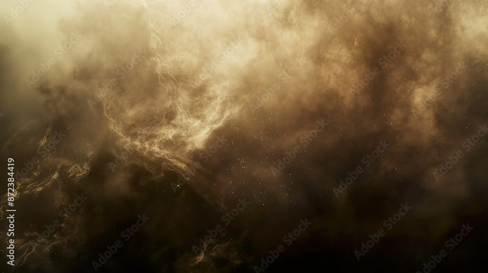 Golden-brown swirling smoke with specks of light Golden-brown swirling smoke with specks of light