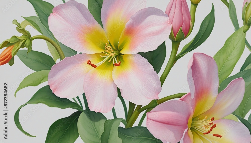 Obraz premium Vibrant Botanical Blossoms: Hand-Painted Watercolor Flowers