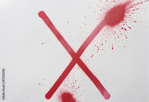 Abstract red spray painted symbol isolated on white background with clipping path