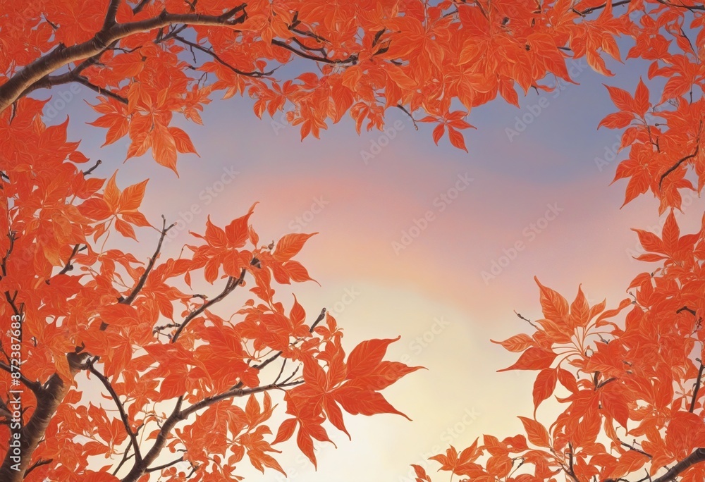 Vibrant Maple Leaf Gradient Frame with Copy Space Vibrant Maple Leaf Gradient Frame with Copy Space