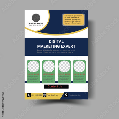 Professional corporate creative business flyer template design in bright color 