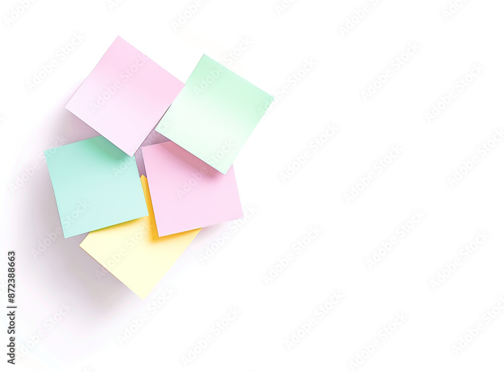 Pastel-colored sticky notes on white background Pastel-colored sticky notes on white background