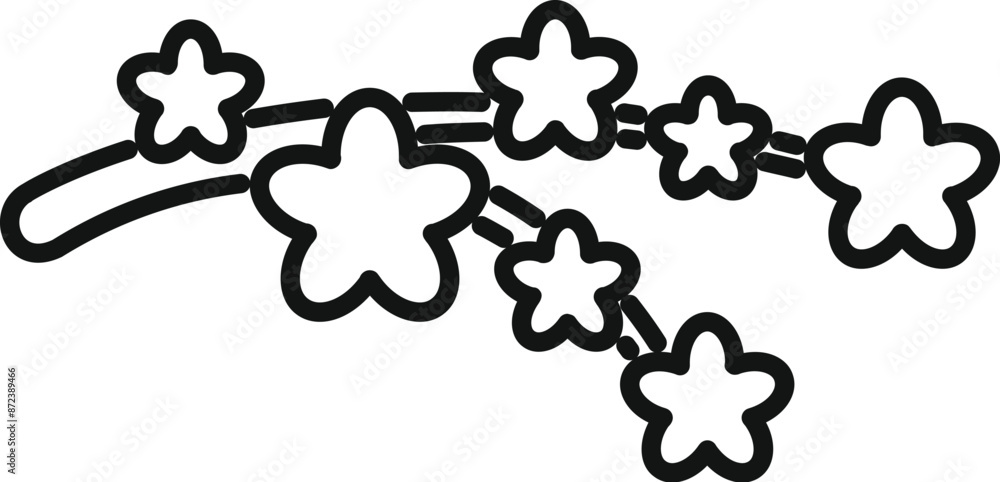 Simple black outline illustration of a flower garland hanging for decoration Simple black outline illustration of a flower garland hanging for decoration