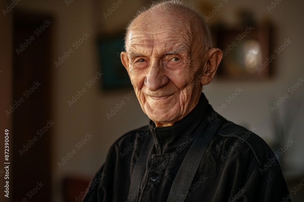 Portrait of smiling senior man with wrinkled face looking hopeful Portrait of smiling senior man with wrinkled face looking hopeful