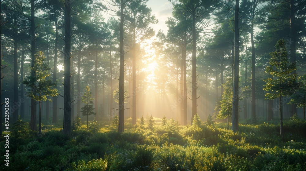 Obraz premium Only 3% of the original longleaf pine forest remains as a result of timber harvesting in the southeastern United States.