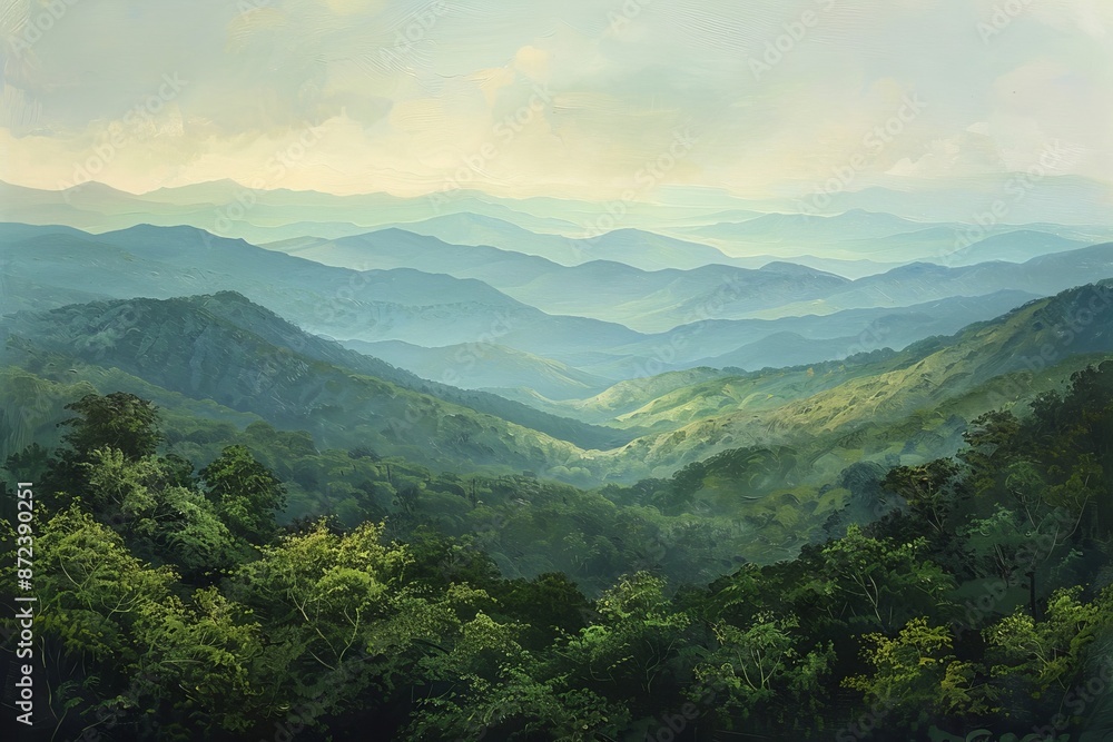 Fototapeta premium A visit to the Blue Ridge Mountains to see the valleys and ridges from an overlook