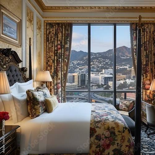 Luxurious Bedroom with City and Mountain View