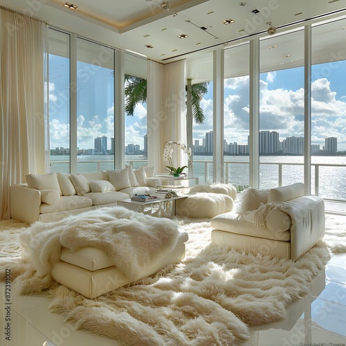 Luxury Living Room with Stunning Water View