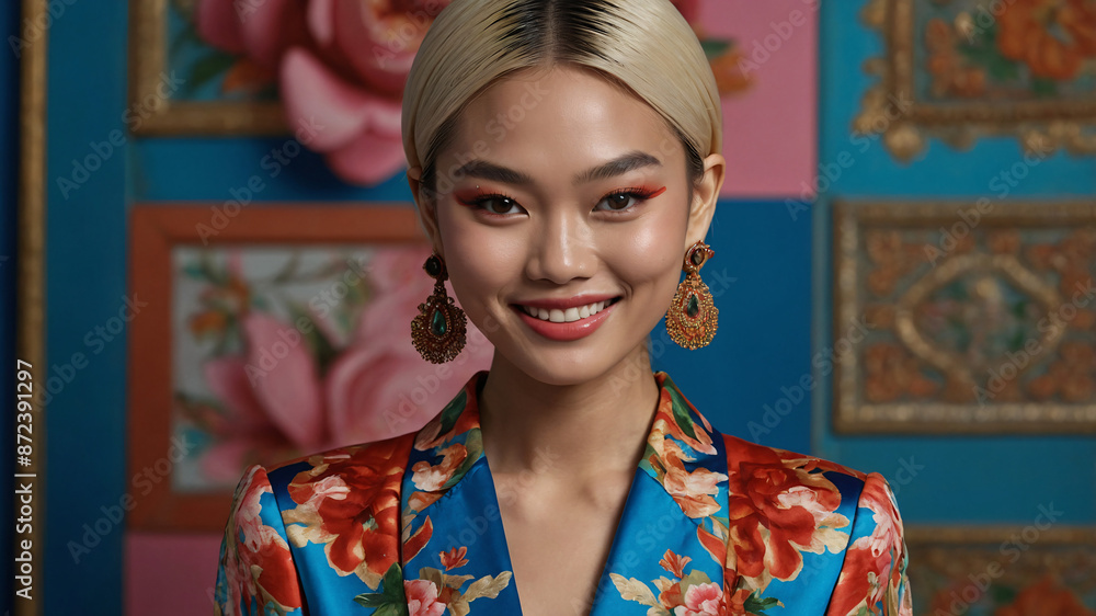 Fototapeta premium High-end models dig bright, relaxed fashion.-6