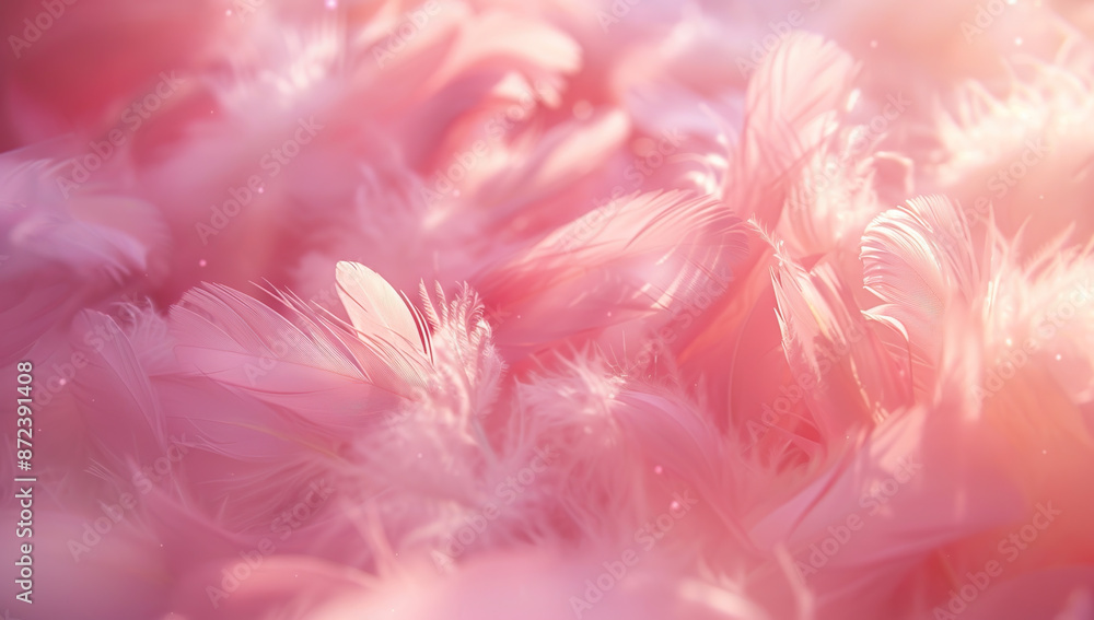 Close-up of Soft Pink Feathers with Dreamy Lighting Close-up of Soft Pink Feathers with Dreamy Lighting