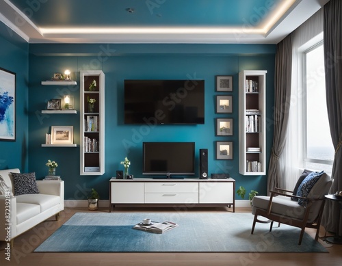 Wallpaper Mural modern living room interior design Torontodigital.ca