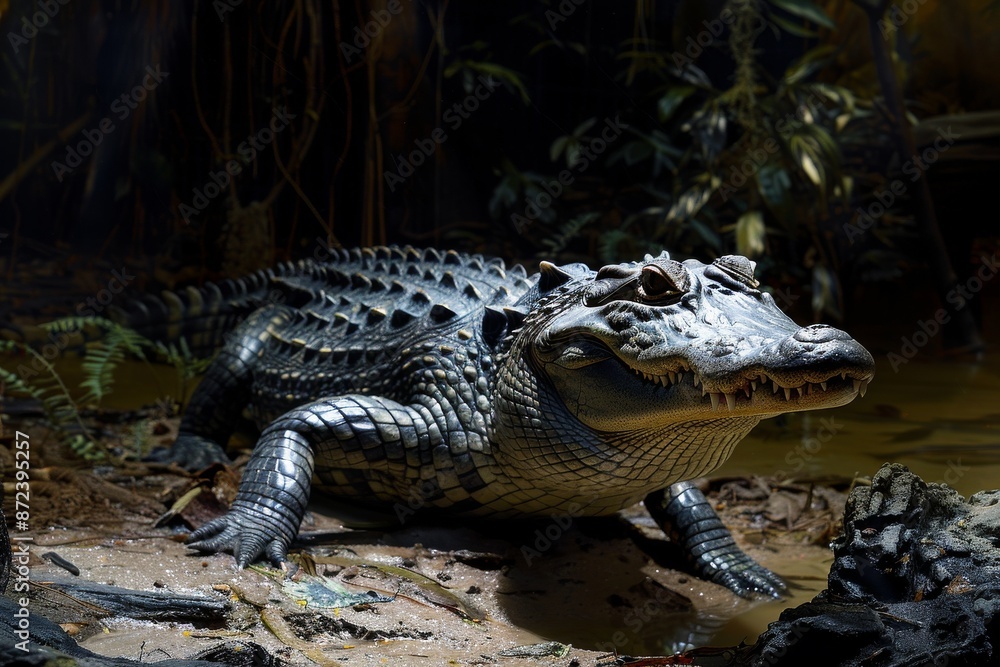 Obraz premium Saltwater Crocodile, Macro,Left side view