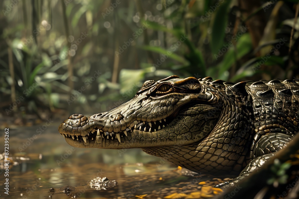 Fototapeta premium Saltwater Crocodile, Macro,Left side view
