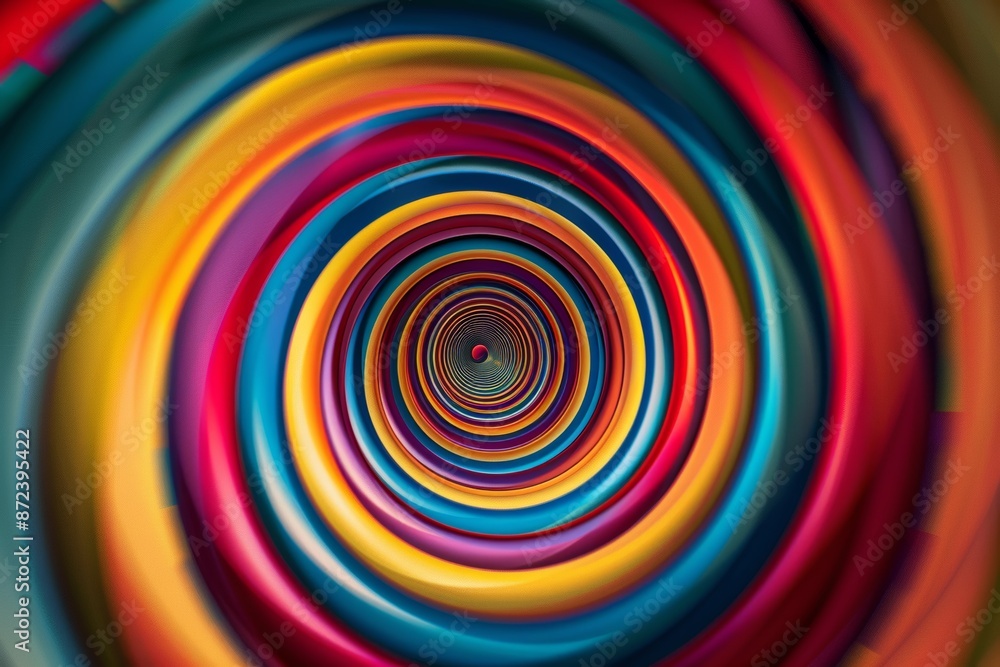 Hypnotic spiral of vibrant concentric circles in rainbow colors, converging to a central point. Creates an illusion of depth and motion. Hypnotic spiral of vibrant concentric circles in rainbow colors, converging to a central point. Creates an illusion of depth and motion.