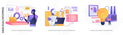 Artificial Intelligence in Manufacturing abstract concept vector illustrations.