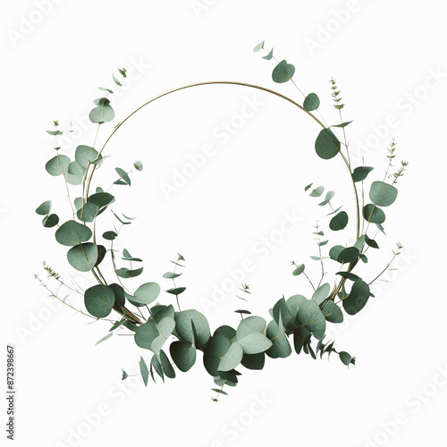 Eucalyptus Greenery Wreath, isolated on transparent background