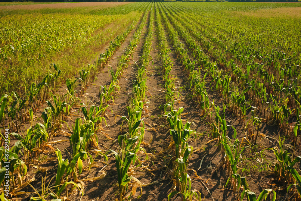 Fototapeta premium Corn field aerial view