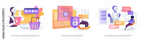 AI in online shopping abstract concept vector illustrations.