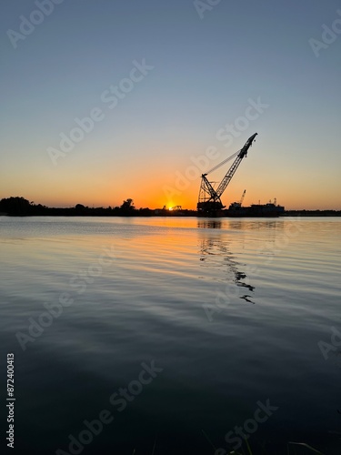 Atardecer naranja en el puerto Tuxpan  photo