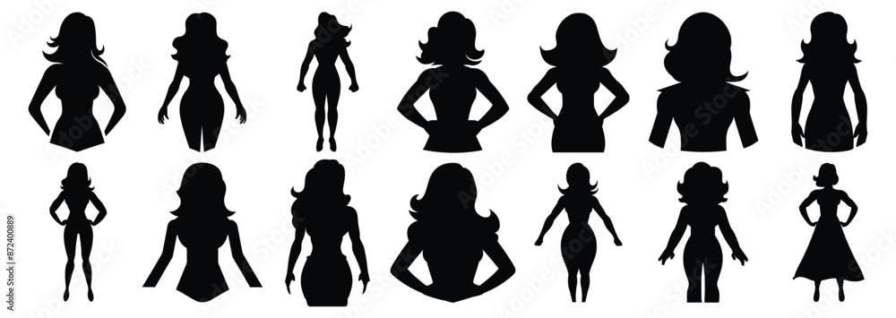 Superhero woman silhouette set vector design big pack of illustration and icon Superhero woman silhouette set vector design big pack of illustration and icon
