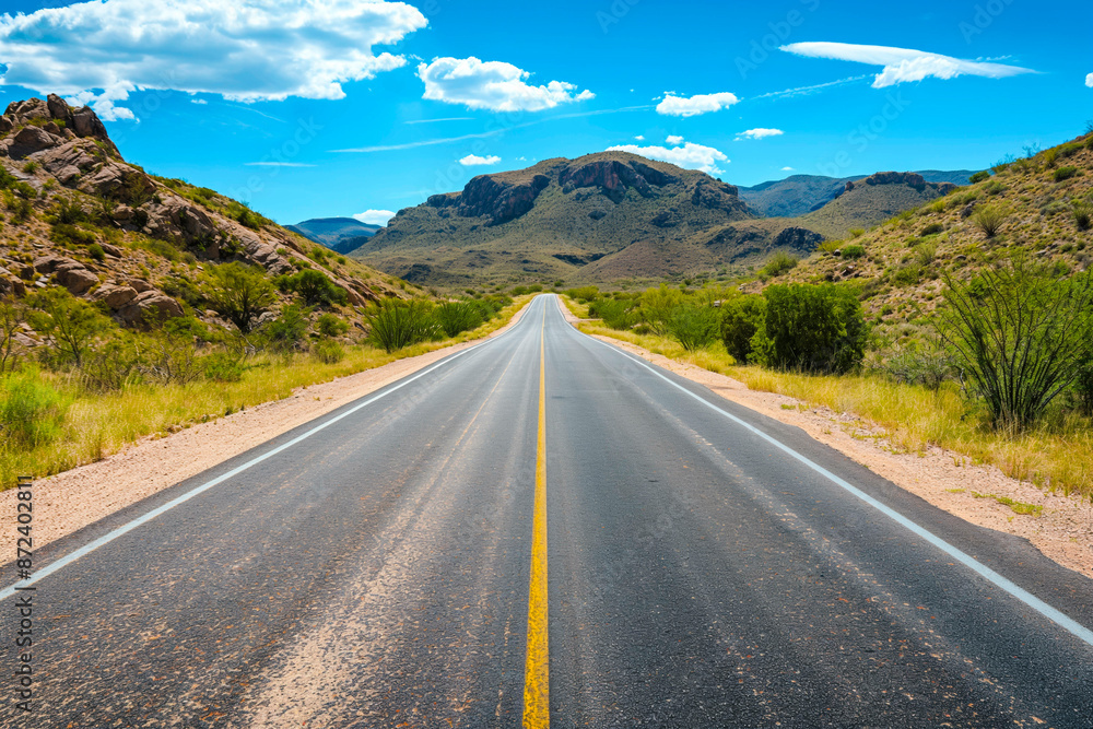Fototapeta premium Empty asphalt road, Adventure road in desert