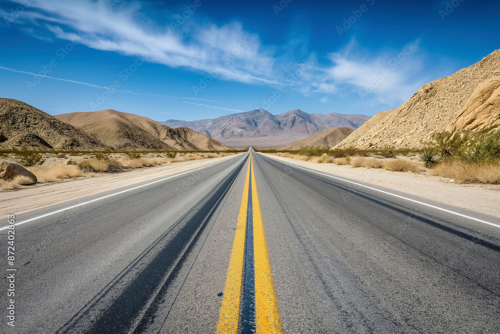 Empty asphalt road, Adventure road in desert Empty asphalt road, Adventure road in desert