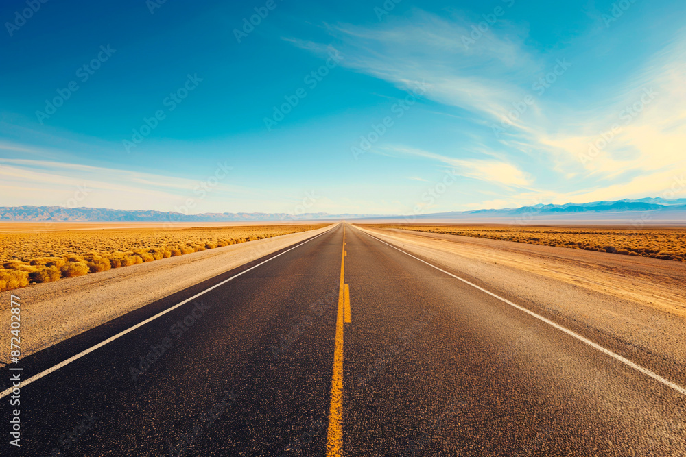 Fototapeta premium Empty asphalt road, Adventure road in desert