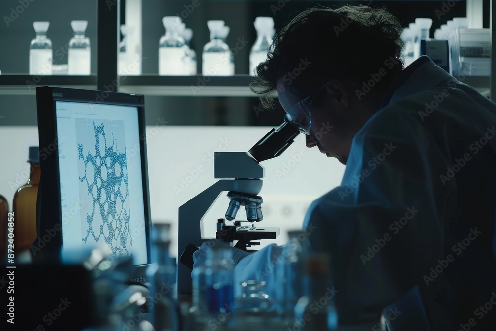 Scientist Using a Microscope in a Lab Setting Scientist Using a Microscope in a Lab Setting