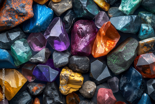 gemstones on a black, Colorful and Magical Stones Background