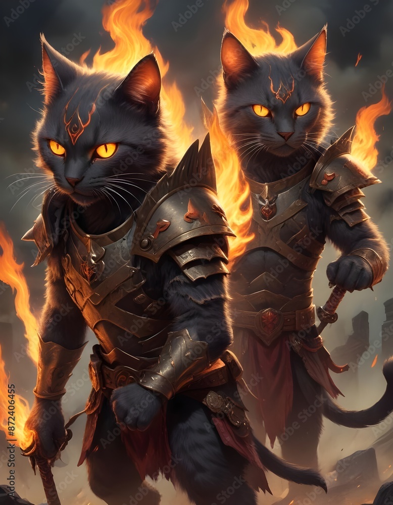 Cat warriors with burning eyes Cat warriors with burning eyes