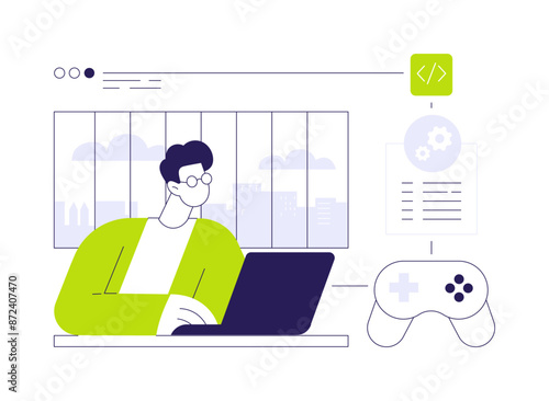 Online game development abstract concept vector illustration.