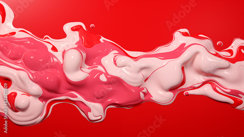 Pink Fluid Dripped Paint on Red Background, Abstract Image, Texture, Pattern Background, Wallpaper, Background, Cover and Screen of Cell Phone, Smartphone, Computer, Laptop, Format 9:16 and 16:9 - PNG