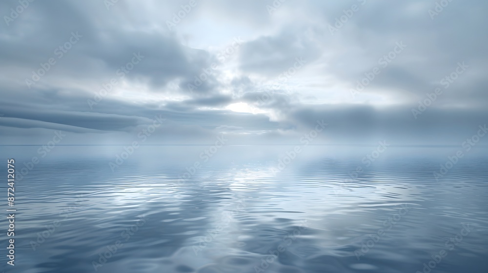 Obraz premium Calm Water Under a Cloudy Sky.
