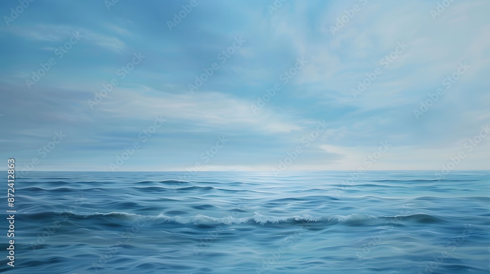 Fototapeta premium Calm Sea With Blue Sky And Clouds.