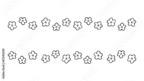 モノクロお花のあしらい線