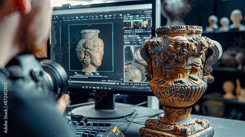 Focus A photogrammetry software transforming a realworld object into a highfidelity 3D model Blurred background A historical artifact being scanned and preserved digitally
