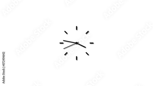 Clock icon flat style 24 hours day fast speed with moving timer clock rotation 360 video animation.