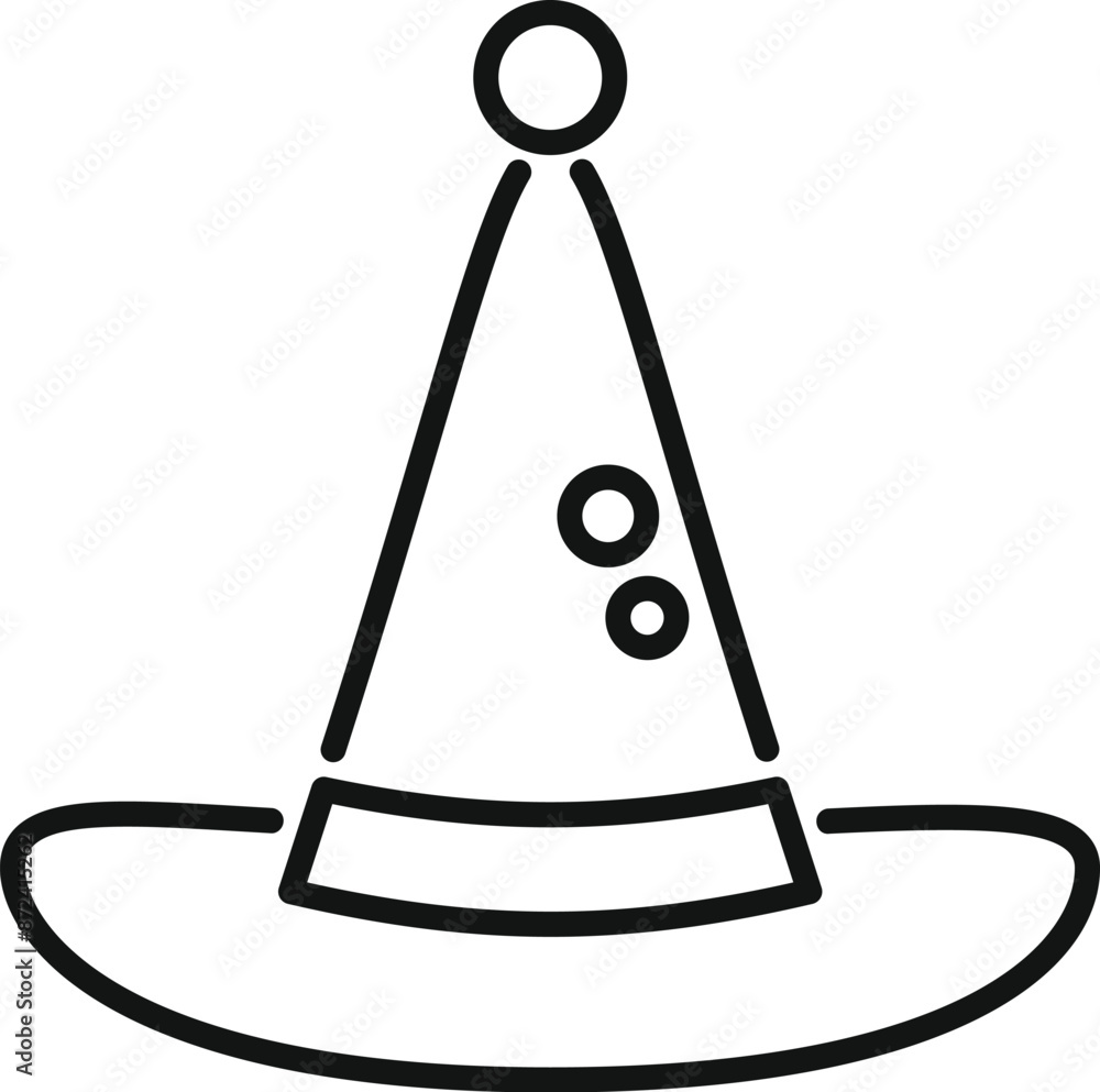 Simple line art illustration of a witch hat, perfect for halloween projects Simple line art illustration of a witch hat, perfect for halloween projects