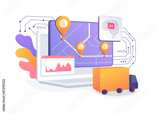 AI-Enhanced Transportation Management abstract concept vector illustration.