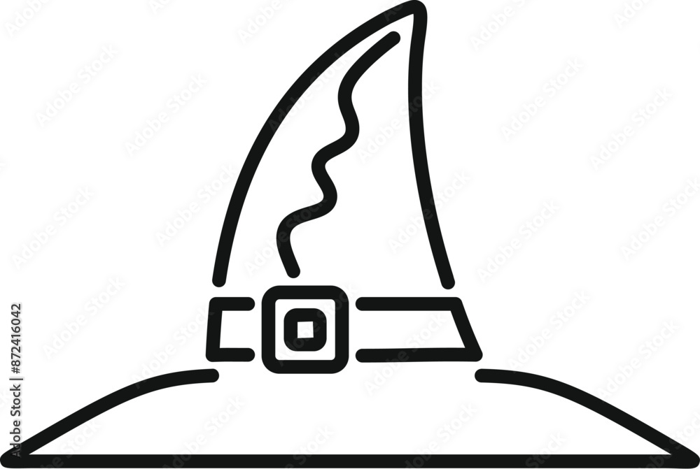 Simple line drawing of a witch's hat with a buckle, perfect for halloween projects Simple line drawing of a witch's hat with a buckle, perfect for halloween projects