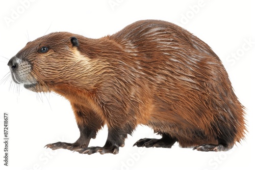 Transparent png of a beaver standing on a white background for versatile and creative use © Paulkot