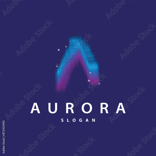 Aurora Light Wave Sky View Logo, Simple Abstract Templet Illustration Design