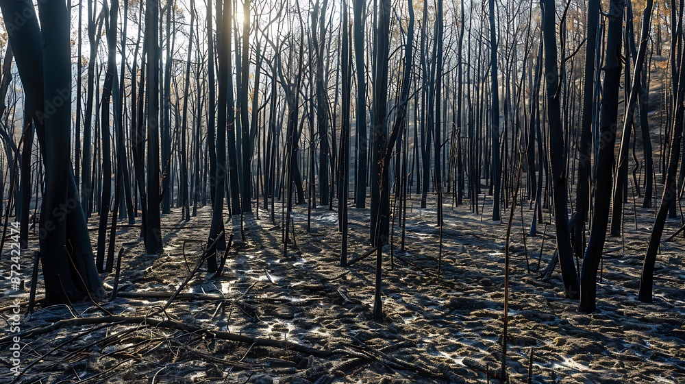Resilience in the Face of Adversity - Forest Regrowth Among Blackened Trees After Devastating Fire Resilience in the Face of Adversity - Forest Regrowth Among Blackened Trees After Devastating Fire