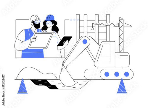 Excavation works abstract concept vector illustration.