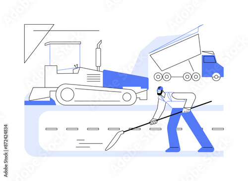 Asphalt paving abstract concept vector illustration.