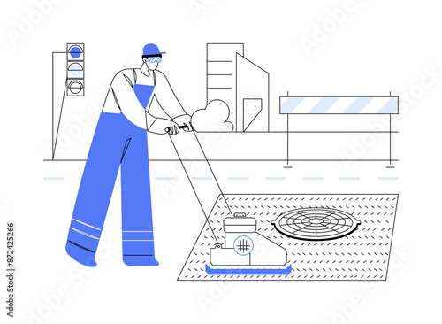 Pothole patching abstract concept vector illustration.